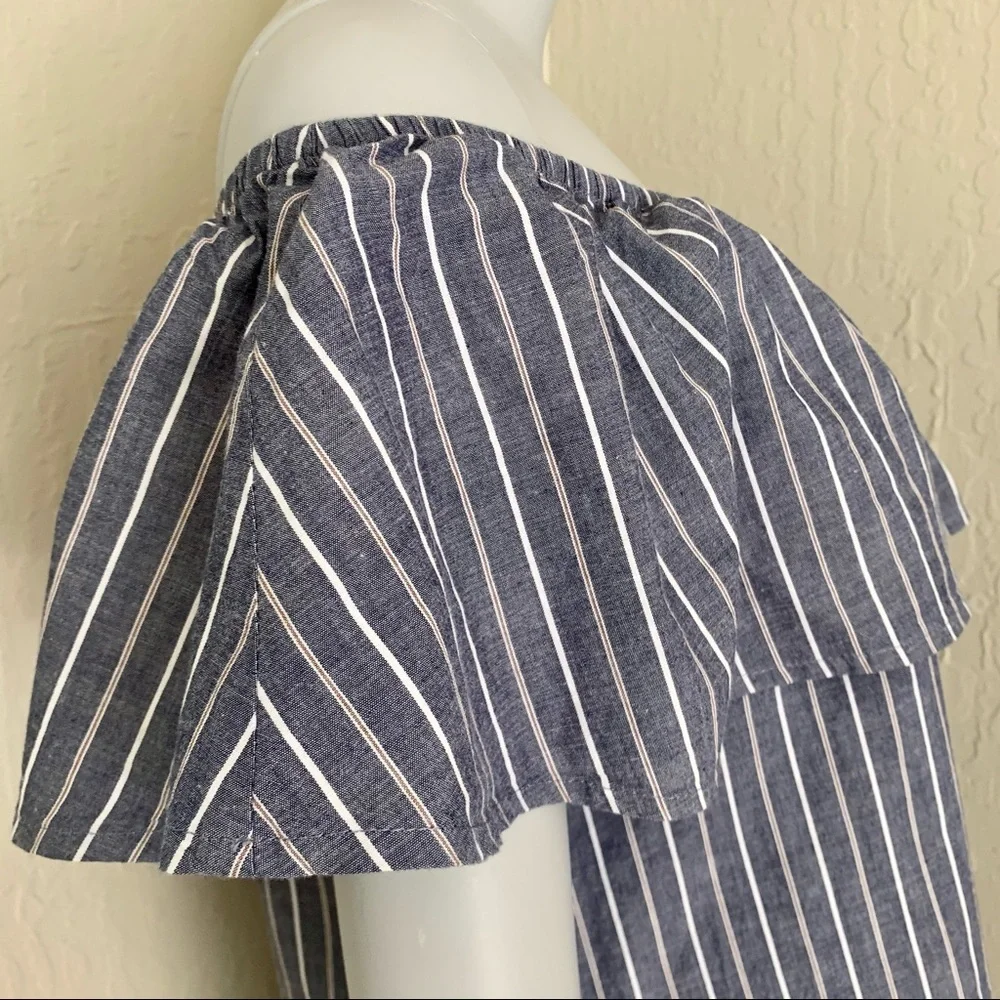 SOCIALITE Nordstrom Striped Off-The-Shoulder Mini Dress Coverup Loose Fit Small - Picture 7 of 14